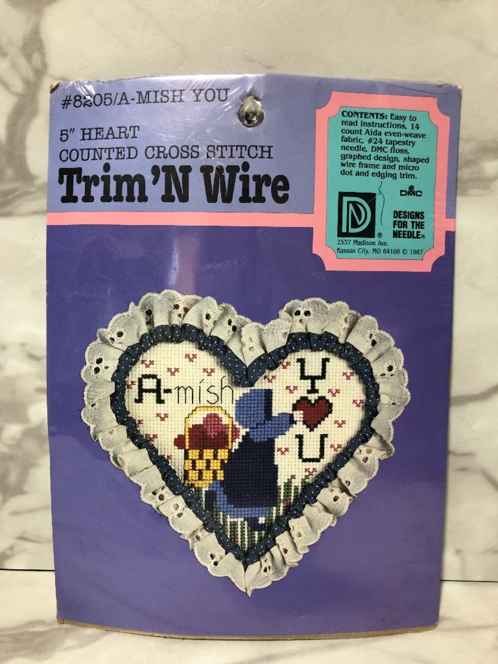 Trim N Wire 8205 "A-mish You" Cross Stitch Kit 5" Heart
